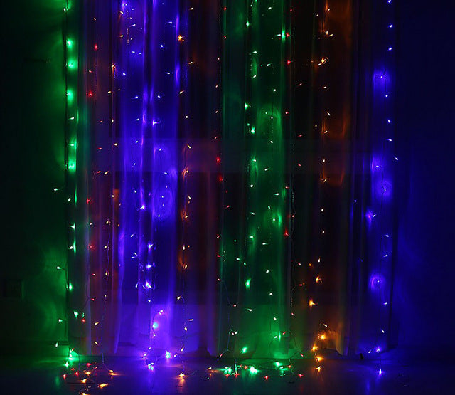 6x1.5m LED Icicle Curtain Lights Led STRING Fairy Christmas Holiday Lights Outdoor/Indoor Garlands Wedding Mall Plaza Decoration