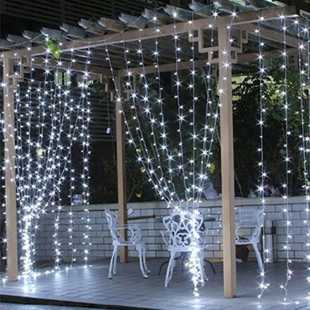 6x1.5m LED Icicle Curtain Lights Led STRING Fairy Christmas Holiday Lights Outdoor/Indoor Garlands Wedding Mall Plaza Decoration