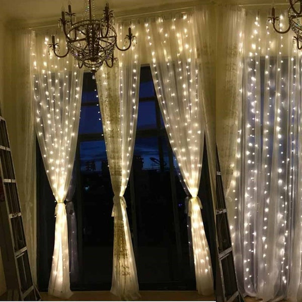6x1.5m LED Icicle Curtain Lights Led STRING Fairy Christmas Holiday Lights Outdoor/Indoor Garlands Wedding Mall Plaza Decoration