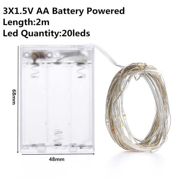 OSIDEN 2M Strings Copper Wire 3XAA Battery Operated Christmas Wedding Party Decoration LED String Fairy Lights