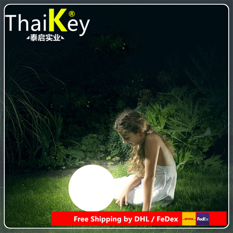 led courtyard lamp remote ball/ led outdoor floor lamp waterproof IP65 rechargeable PE material round balls light