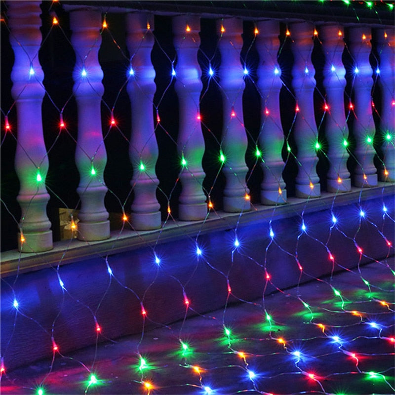 1.5mX1.5m Christmas Garlands LED String Christmas Net Lights Fairy Xmas Party Garden Wedding Decoration Curtain Lights