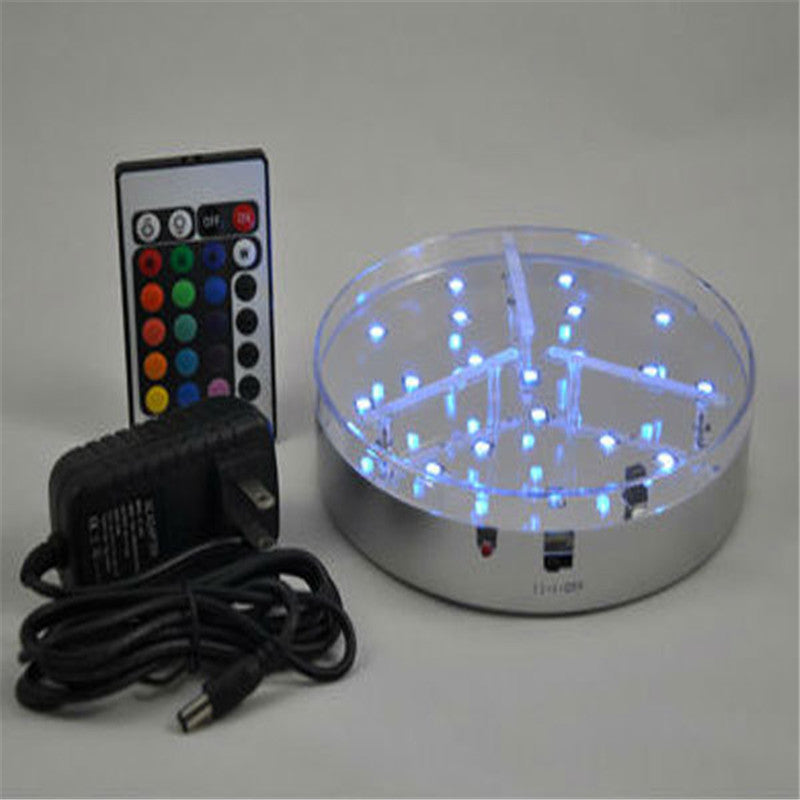 Wholesale 6Inch Round 3AA Battery Operated Mulitcolors RGB LED Under Vase LED Light Base With Remote Controller