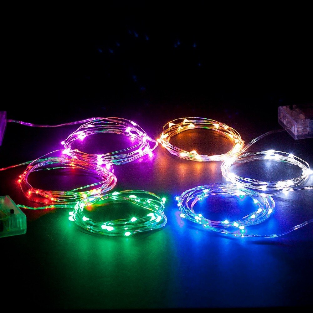 100pcs Warm /Cold white/R/G/B 2M 20 led string 3AA Battery Powered Silver Wire Mini Fairy String Light  for holiday weddding