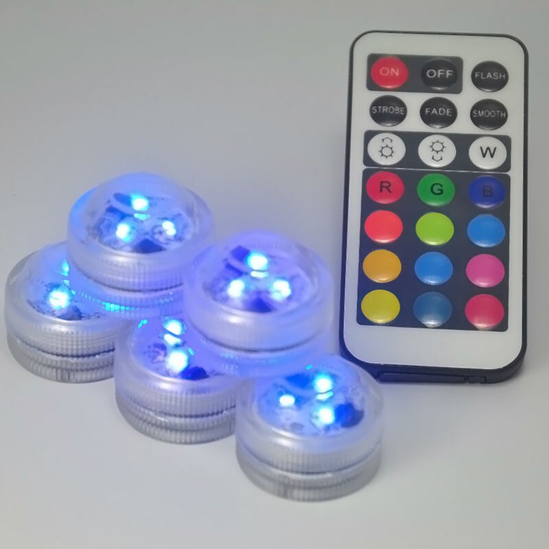 100pcs/Lot 3CM 3LEDs Submersible LED Light Candle Tea Light with Remote Controller, Multicolors, White , Warm White Wedding Deco