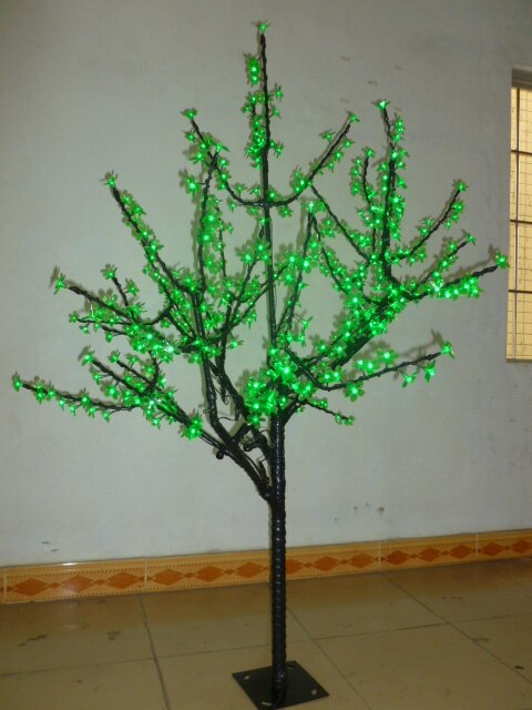 Free ship Christmas New year decor Green Cherry Blossom Tree Light 480pcs LED Bulbs 1.5m Height 110/220VAC Straight trunk