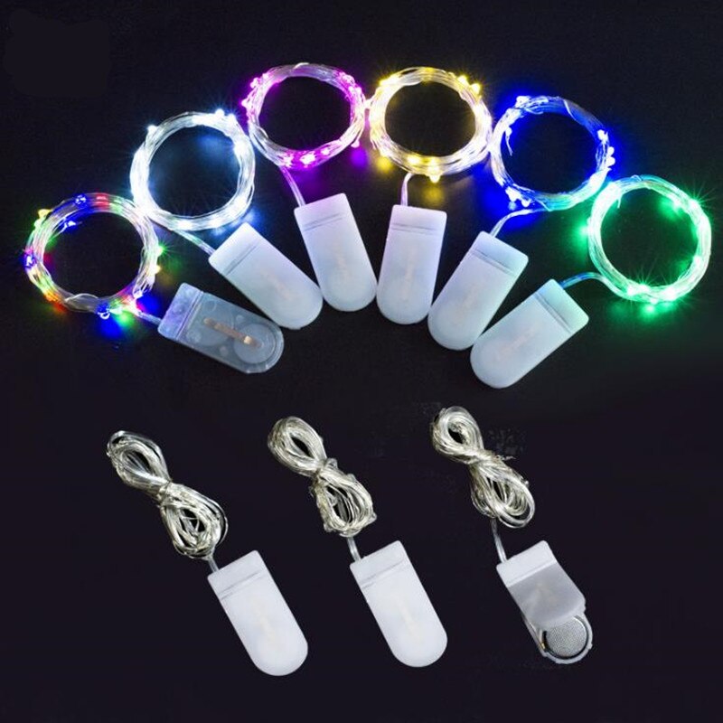 100X Led String Light 1M 2M 10led 20leds Silver Copper Wire Mini Lamp For Christmas Holiday Wedding Party 8 Colors Use Battery P