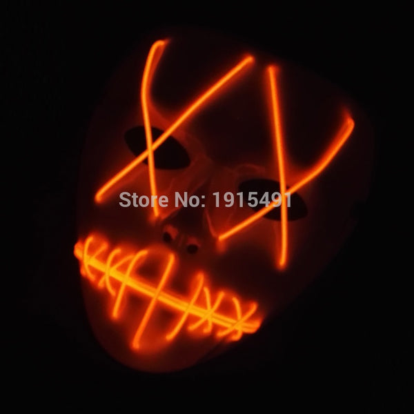 Bulksale Holiday Lighting Terrified EL Wire Slit Mouth Hiphop Mask Light Up Fluorescent Shuffle Mask Burning Man Festival Decor