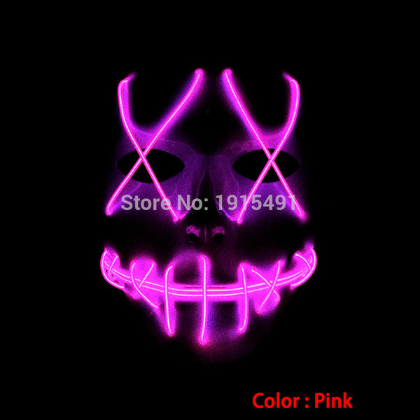 Bulksale Holiday Lighting Terrified EL Wire Slit Mouth Hiphop Mask Light Up Fluorescent Shuffle Mask Burning Man Festival Decor