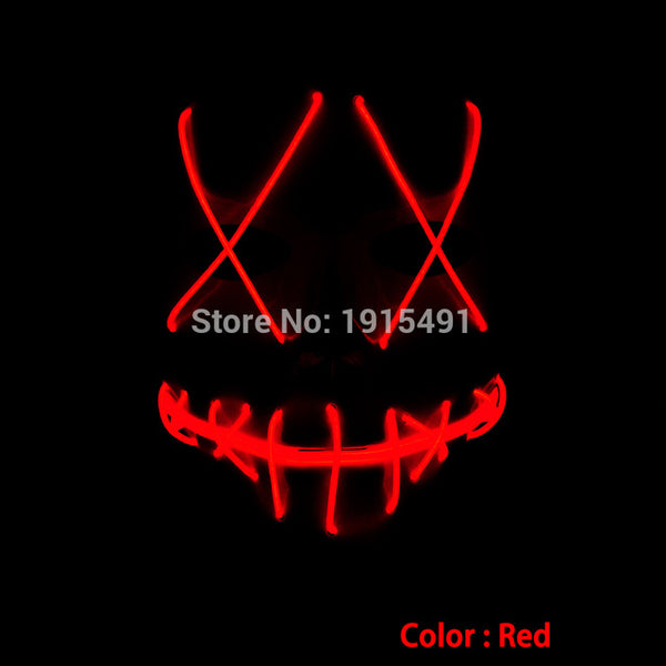 Bulksale Holiday Lighting Terrified EL Wire Slit Mouth Hiphop Mask Light Up Fluorescent Shuffle Mask Burning Man Festival Decor