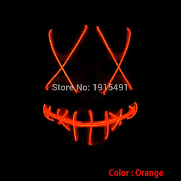 Bulksale Holiday Lighting Terrified EL Wire Slit Mouth Hiphop Mask Light Up Fluorescent Shuffle Mask Burning Man Festival Decor