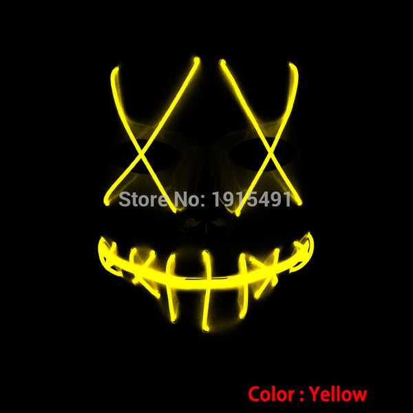 Bulksale Holiday Lighting Terrified EL Wire Slit Mouth Hiphop Mask Light Up Fluorescent Shuffle Mask Burning Man Festival Decor