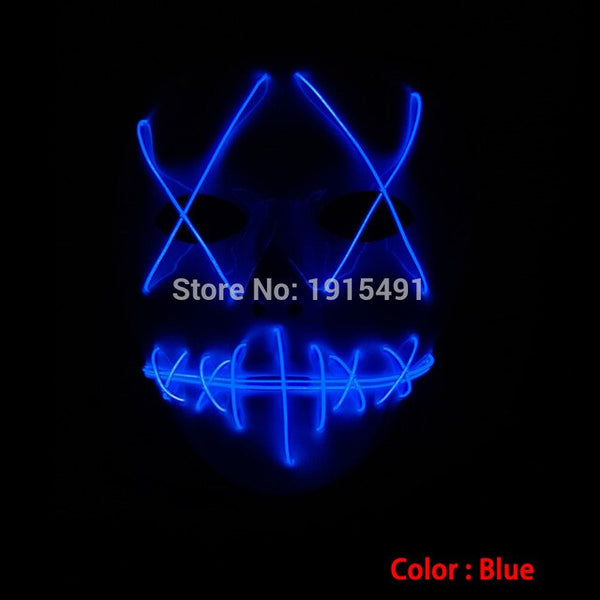 Bulksale Holiday Lighting Terrified EL Wire Slit Mouth Hiphop Mask Light Up Fluorescent Shuffle Mask Burning Man Festival Decor