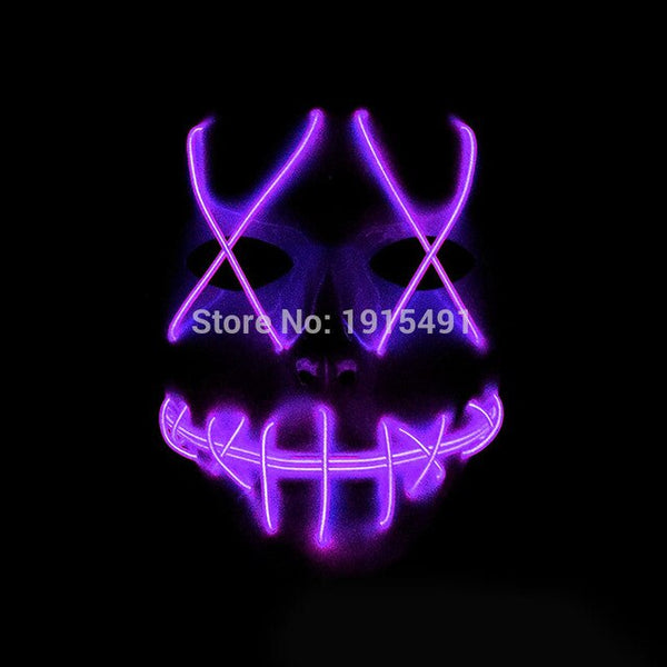 Bulksale Holiday Lighting Terrified EL Wire Slit Mouth Hiphop Mask Light Up Fluorescent Shuffle Mask Burning Man Festival Decor
