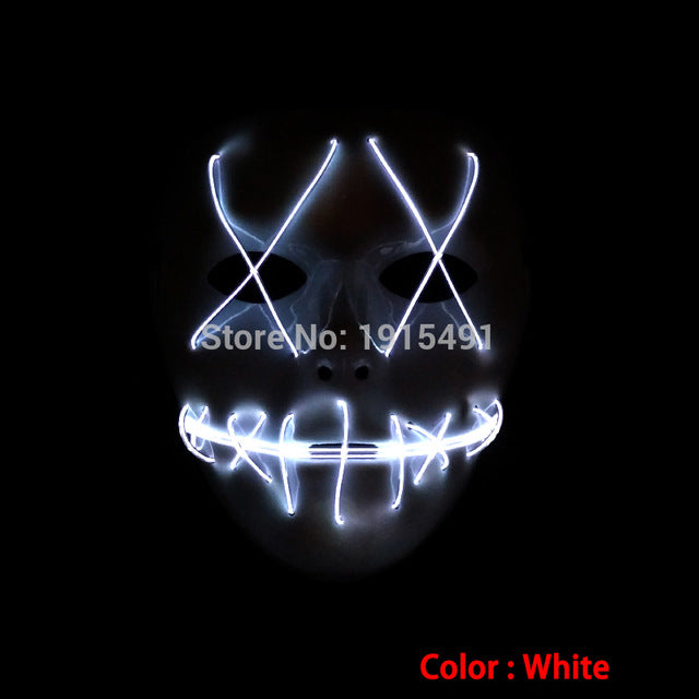 Bulksale Holiday Lighting Terrified EL Wire Slit Mouth Hiphop Mask Light Up Fluorescent Shuffle Mask Burning Man Festival Decor