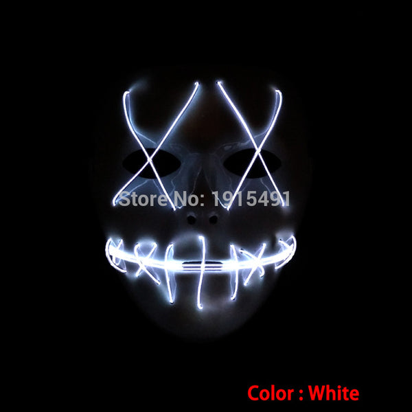 Bulksale Holiday Lighting Terrified EL Wire Slit Mouth Hiphop Mask Light Up Fluorescent Shuffle Mask Burning Man Festival Decor