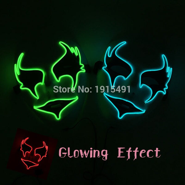Wholesale Grand Event Props EL Cold Light Christmas Mask Holiday Lighting Luminous 10Pcs Led Neon String Hand-Painted Mask by 3V