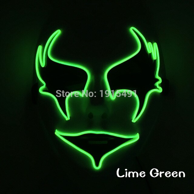 Wholesale Grand Event Props EL Cold Light Christmas Mask Holiday Lighting Luminous 10Pcs Led Neon String Hand-Painted Mask by 3V