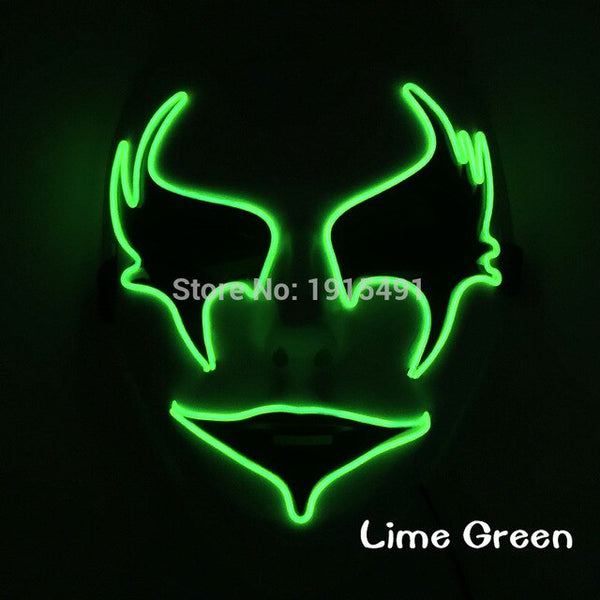 Wholesale Grand Event Props EL Cold Light Christmas Mask Holiday Lighting Luminous 10Pcs Led Neon String Hand-Painted Mask by 3V