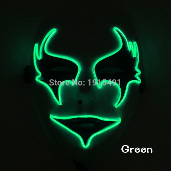 Wholesale Grand Event Props EL Cold Light Christmas Mask Holiday Lighting Luminous 10Pcs Led Neon String Hand-Painted Mask by 3V
