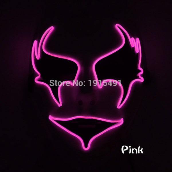 Wholesale Grand Event Props EL Cold Light Christmas Mask Holiday Lighting Luminous 10Pcs Led Neon String Hand-Painted Mask by 3V