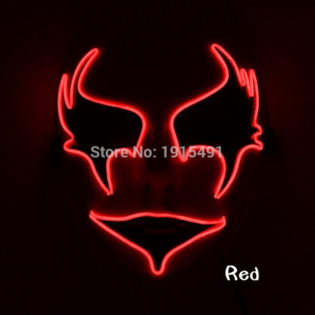 Wholesale Grand Event Props EL Cold Light Christmas Mask Holiday Lighting Luminous 10Pcs Led Neon String Hand-Painted Mask by 3V