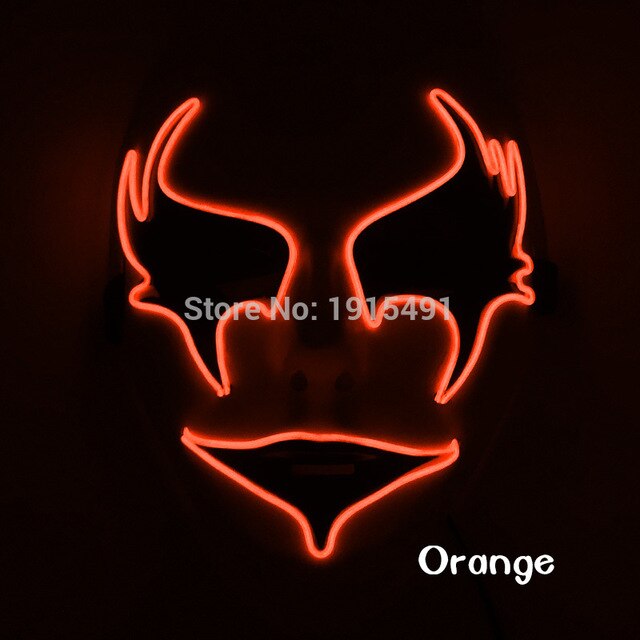 Wholesale Grand Event Props EL Cold Light Christmas Mask Holiday Lighting Luminous 10Pcs Led Neon String Hand-Painted Mask by 3V