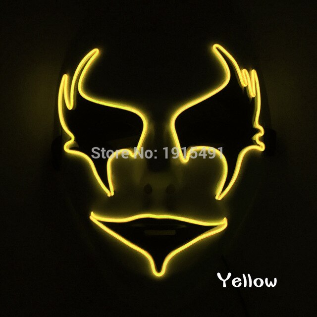 Wholesale Grand Event Props EL Cold Light Christmas Mask Holiday Lighting Luminous 10Pcs Led Neon String Hand-Painted Mask by 3V