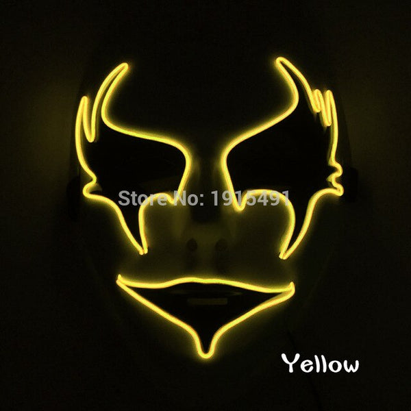 Wholesale Grand Event Props EL Cold Light Christmas Mask Holiday Lighting Luminous 10Pcs Led Neon String Hand-Painted Mask by 3V
