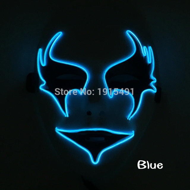 Wholesale Grand Event Props EL Cold Light Christmas Mask Holiday Lighting Luminous 10Pcs Led Neon String Hand-Painted Mask by 3V