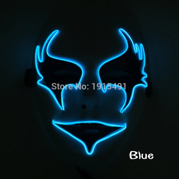 Wholesale Grand Event Props EL Cold Light Christmas Mask Holiday Lighting Luminous 10Pcs Led Neon String Hand-Painted Mask by 3V