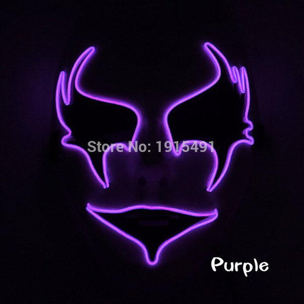 Wholesale Grand Event Props EL Cold Light Christmas Mask Holiday Lighting Luminous 10Pcs Led Neon String Hand-Painted Mask by 3V