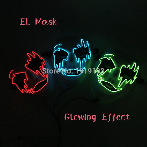Stage Lamp 3V Voice Control 50pcs Led Light Up Scar Face Creative Illuminate Neon EL Cable Easter Party Mask as Holiday Lighting