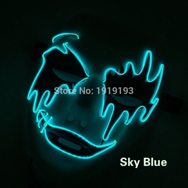 Stage Lamp 3V Voice Control 50pcs Led Light Up Scar Face Creative Illuminate Neon EL Cable Easter Party Mask as Holiday Lighting