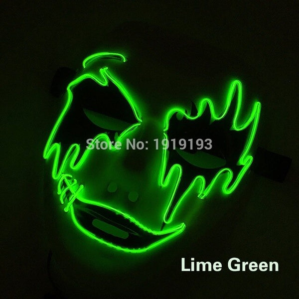 Stage Lamp 3V Voice Control 50pcs Led Light Up Scar Face Creative Illuminate Neon EL Cable Easter Party Mask as Holiday Lighting