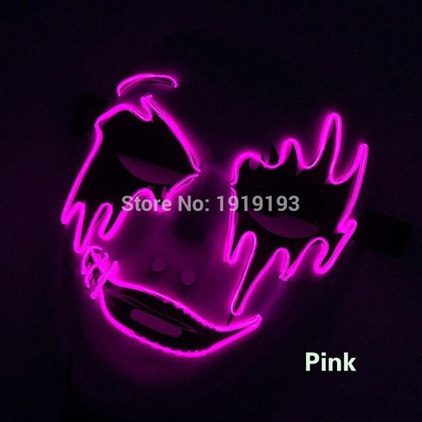 Stage Lamp 3V Voice Control 50pcs Led Light Up Scar Face Creative Illuminate Neon EL Cable Easter Party Mask as Holiday Lighting
