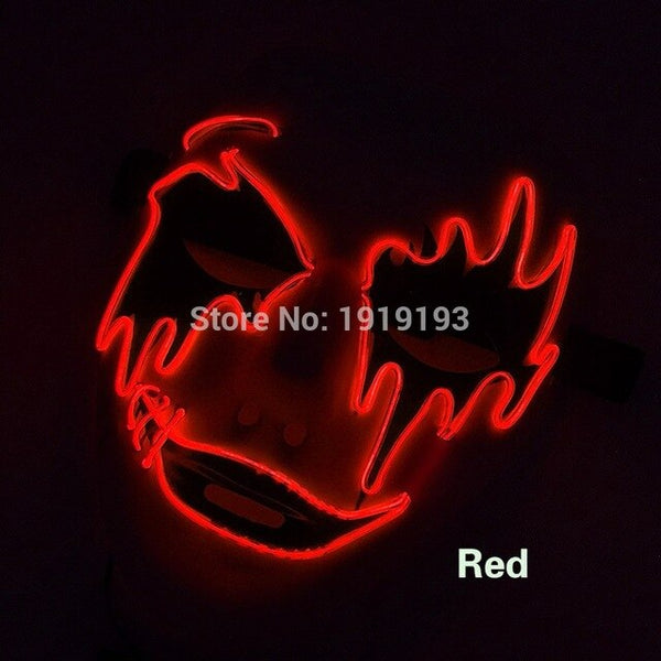 Stage Lamp 3V Voice Control 50pcs Led Light Up Scar Face Creative Illuminate Neon EL Cable Easter Party Mask as Holiday Lighting