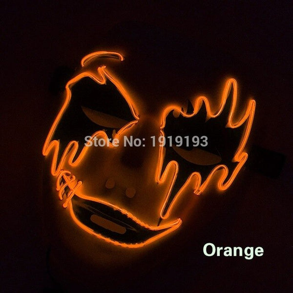 Stage Lamp 3V Voice Control 50pcs Led Light Up Scar Face Creative Illuminate Neon EL Cable Easter Party Mask as Holiday Lighting