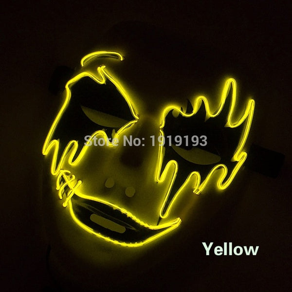 Stage Lamp 3V Voice Control 50pcs Led Light Up Scar Face Creative Illuminate Neon EL Cable Easter Party Mask as Holiday Lighting