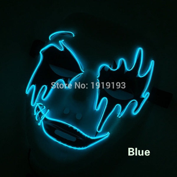 Stage Lamp 3V Voice Control 50pcs Led Light Up Scar Face Creative Illuminate Neon EL Cable Easter Party Mask as Holiday Lighting