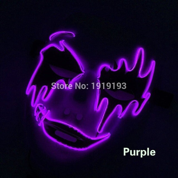 Stage Lamp 3V Voice Control 50pcs Led Light Up Scar Face Creative Illuminate Neon EL Cable Easter Party Mask as Holiday Lighting