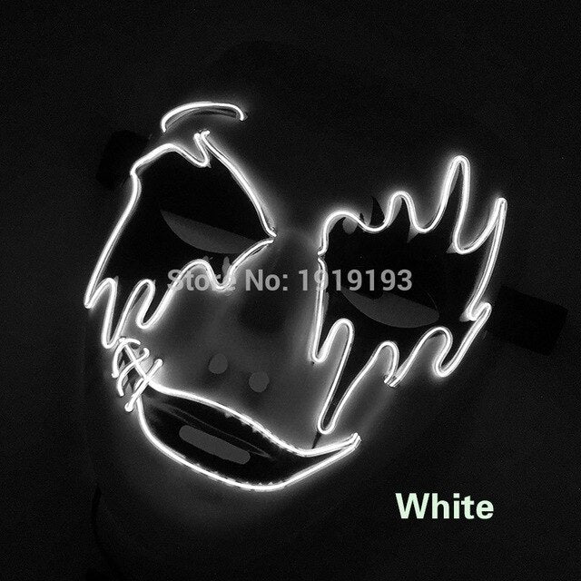 Stage Lamp 3V Voice Control 50pcs Led Light Up Scar Face Creative Illuminate Neon EL Cable Easter Party Mask as Holiday Lighting