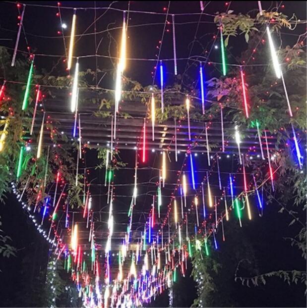 20pcs Waterproof 30cm 50cm 8 Tube Meteor Shower Rain Tubes Led Light Lamp EU Plug Christmas Light Wedding Garden Decoration Xmas