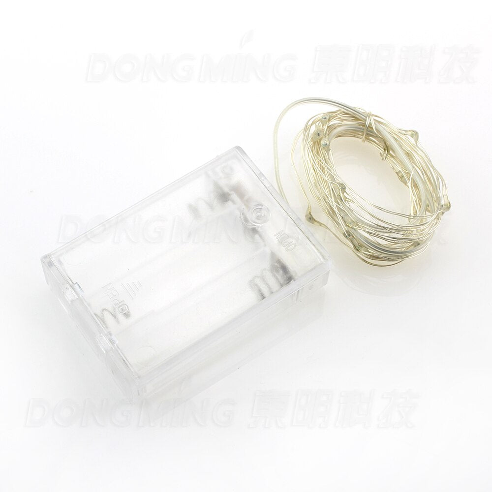 10pcs 33ft 100m 100 leds fairy led string light silver wire 3 AA battery power festival holidy garland christmas decoration