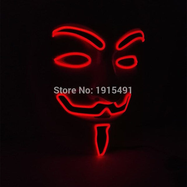 For Holiday Lighting EL Cable Rope Colored Drawing Vendetta Mask Fashion Dancing Show Props Led Neon Guy Fawkes Grimace Mask