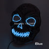 30Pcs Fluorescent Light Up Demon Shuffle Mask Easter Holiday Lighting EL Cable Rope Cheer Party Ghost Mask Haunted House Props