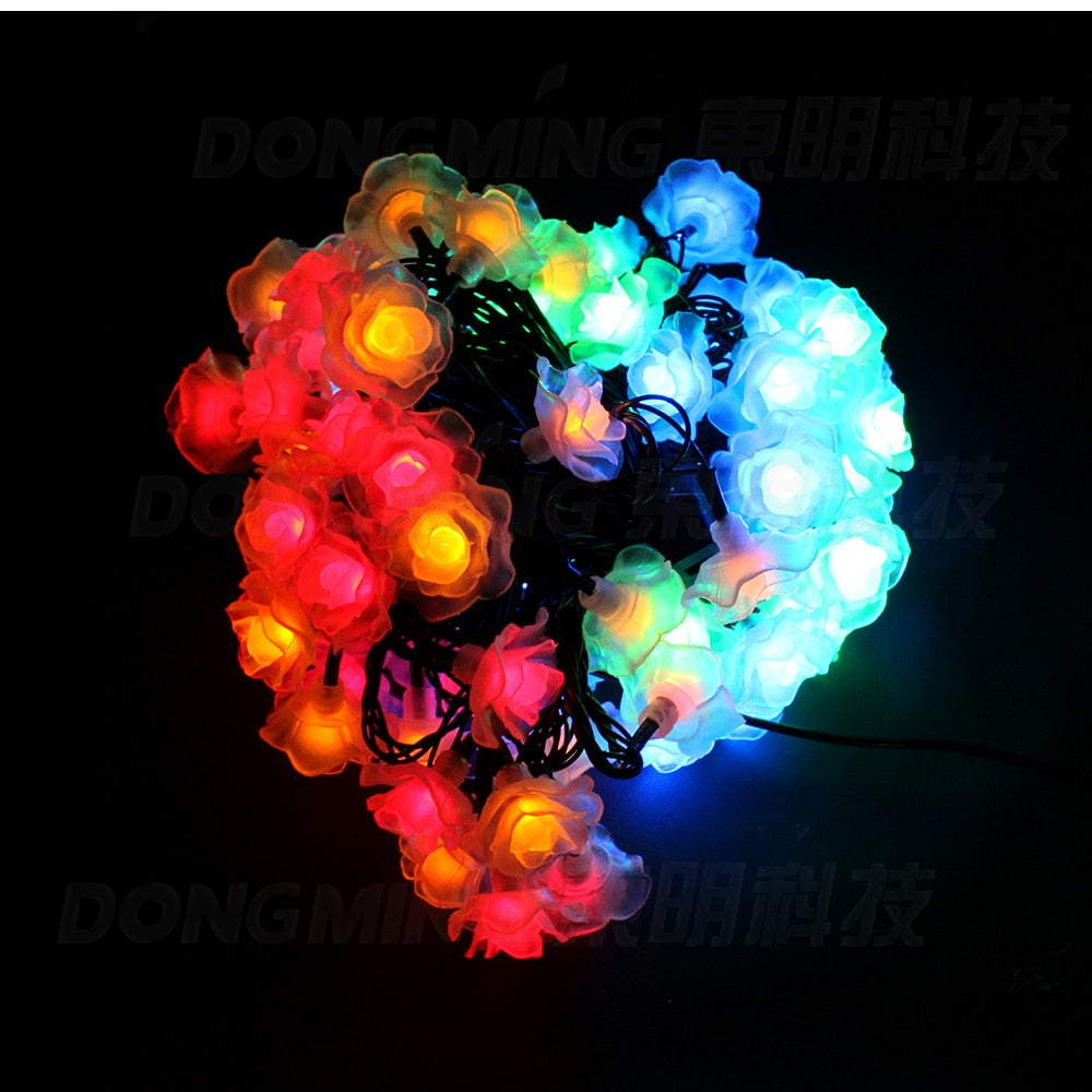 LED Rose light flower 10m 80leds RGB 220V 110V christmas Led string lights wedding party home curtain decoration Rose lamp