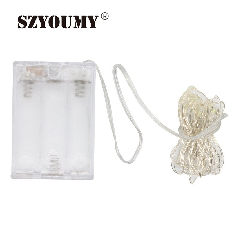 SZYOUMY Waterproof Outdoor 10M 100Led 3 AA Battery Powered Decoration LED Copper Wire Fairy String Lights Strand