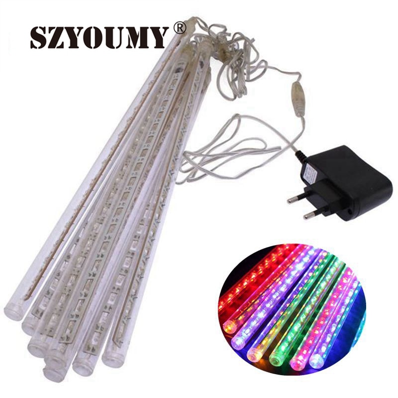 SZYOUMY Hot Sale 30cm Meteor Shower Rain Led Light Lamp Changeable 100-240V EU/US Plug Christmas Decorative Light String
