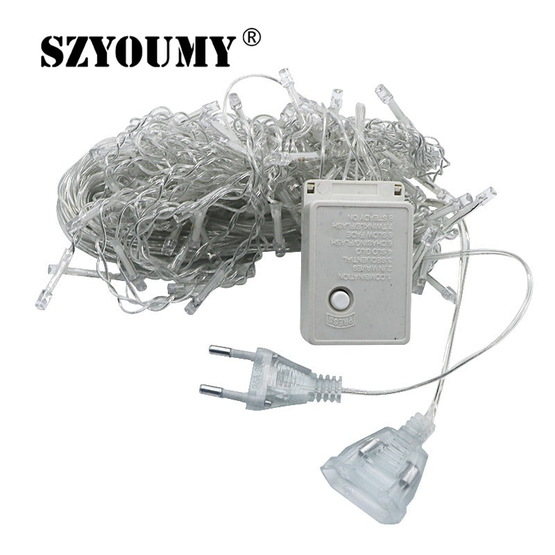 SZYOUMY Christmas Decoration Lights 110V 220V 3.5M 96LED Ice Curtain String Fairy Lights Xmas Party Wedding Holiday Lighting
